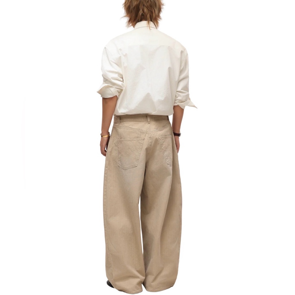 6cRAyon Khaki Herringbone Wide Leg Trousers Streetwear  XL - NWT🤎 - Picture 5 of 11